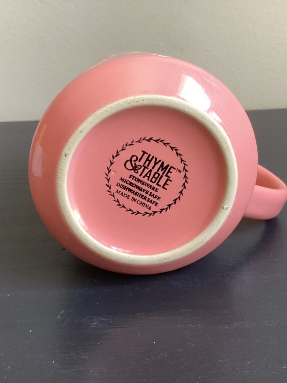 Thyme & Table 16oz Ceramic Coffee Mug Pink With White Hearts - Picture 4 of 5